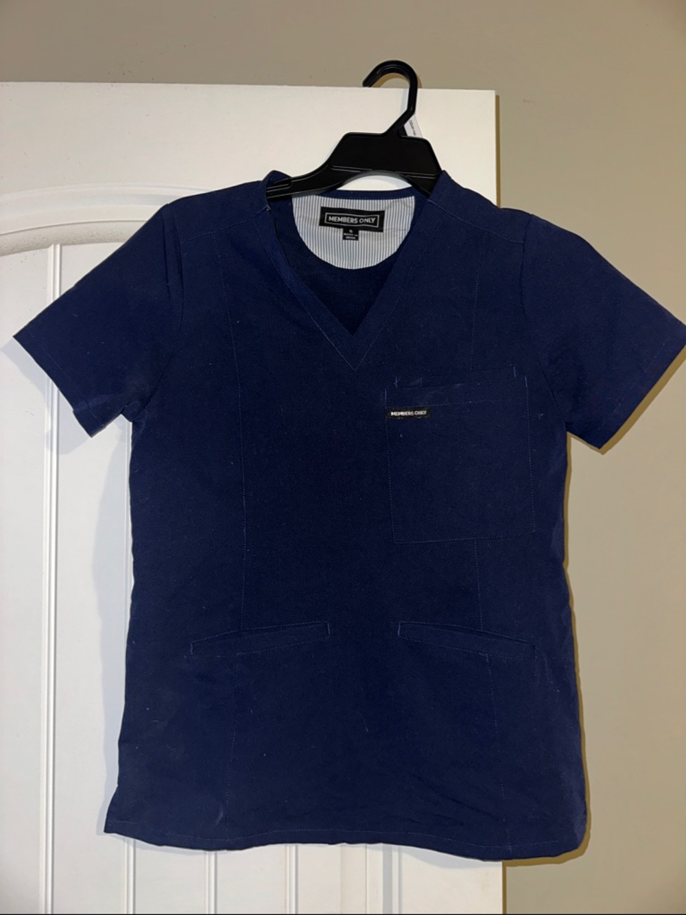 Members Only Navy V-Neck Short Sleeve Shirt with Chest Pocket